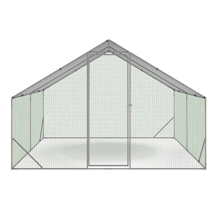 IDMARKET Enclos poulailler 9 m² parc grillagé 3x3 M acier galvanisé