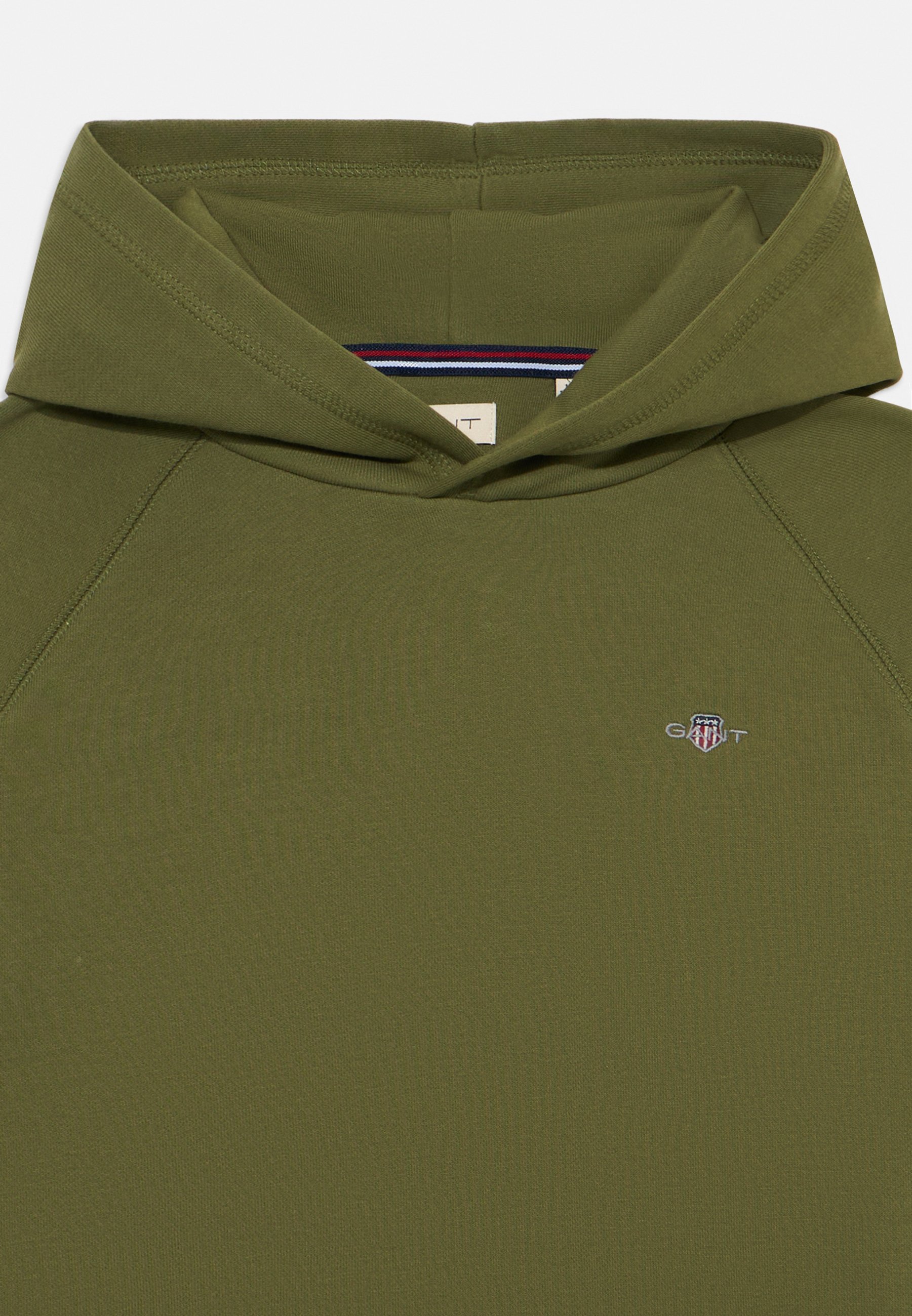 Felpa con cappuccio unisex GANT SHIELD - colore verde oliva lavato