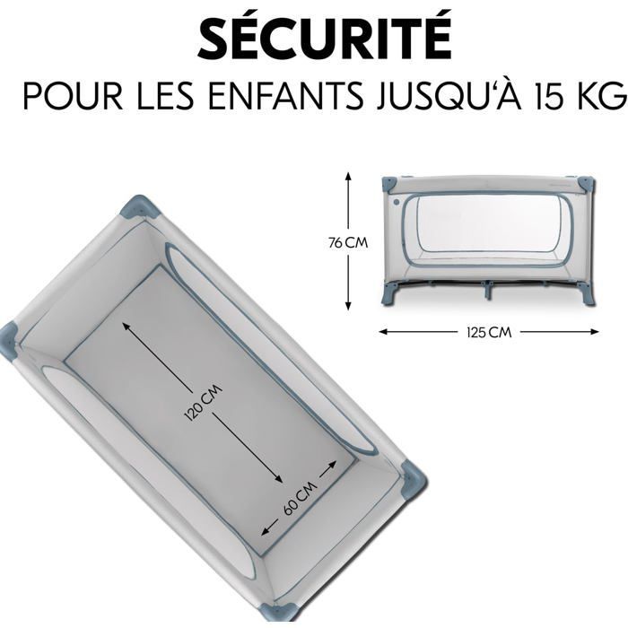 Cuna de viaje ZOKKO Dream N Play Plus - 125x65x76 cm - Plegable - Incluye bolsa de transporte - Apertura lateral