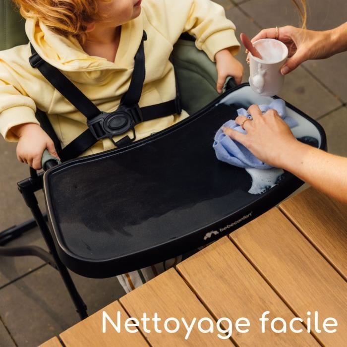 BEBECONFORT LILY Baby high chair, ultra-compact and lightweight, optimal comfort, from 6 months to 3 years, up to 15 kg, Tinted graphite