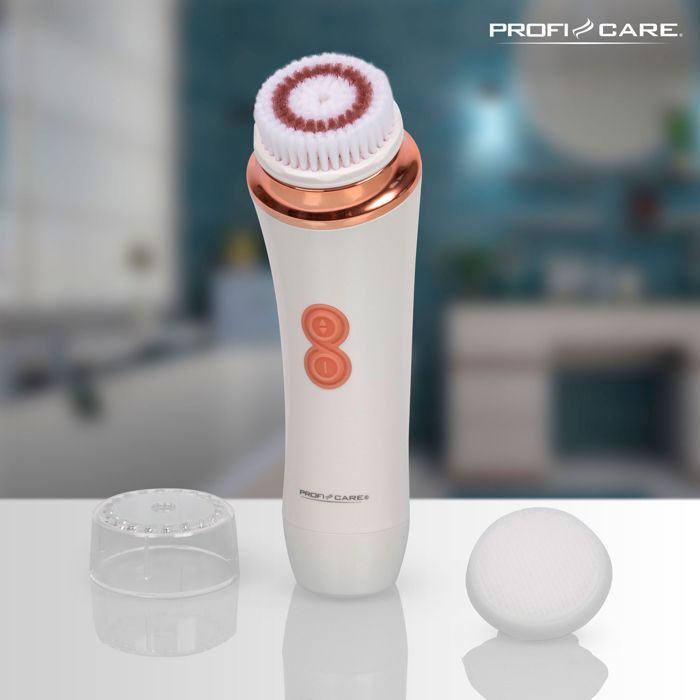 Cepillo de limpieza facial eléctrico Proficare GRB 3081 con 2 cabezales exfoliantes, blanco/naranja.