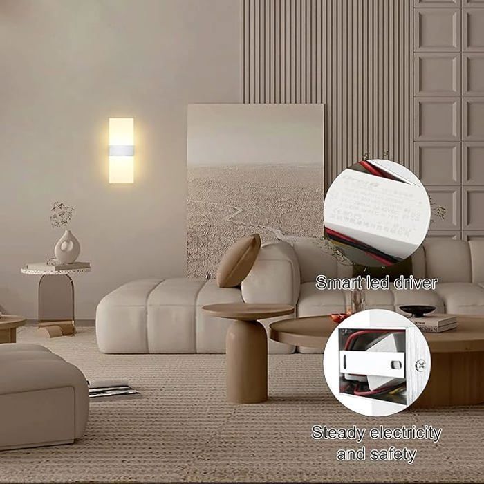 Applique Murale LED - HAUTSTORE - 12W - Blanc Chaud - Intérieur - 22x11cm