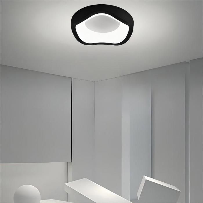 Fusion LED-plafondlamp in moderne stijl - 12W koel wit IP54 waterdichte badkamerplafondlamp - 1 stuk zwart Ø20cm