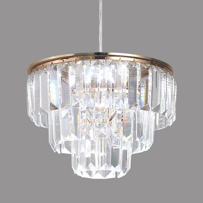 Cristal Lampe suspendue Fer Plafonnier LED Lustre Salle à manger Cuisine 24W