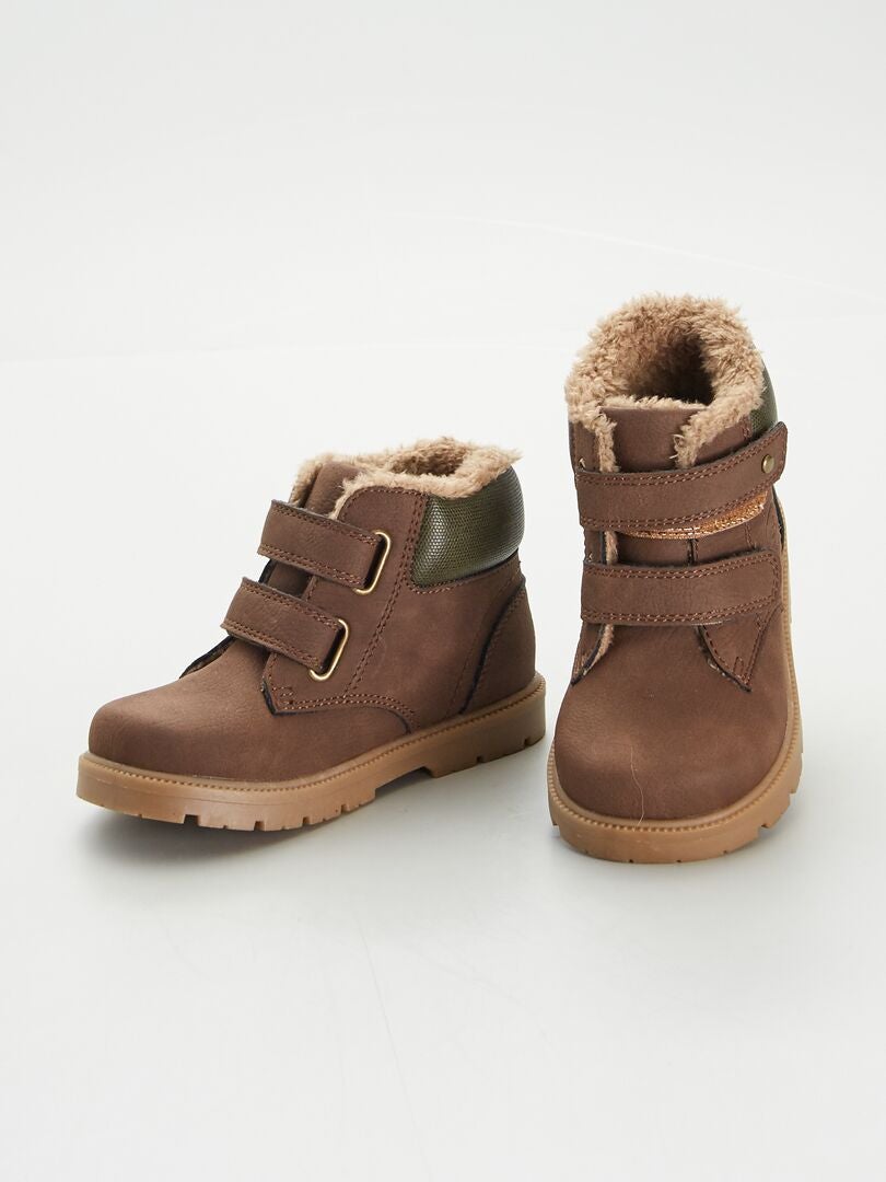 Botas de montanha com forro de lã Sherpa - MARROM