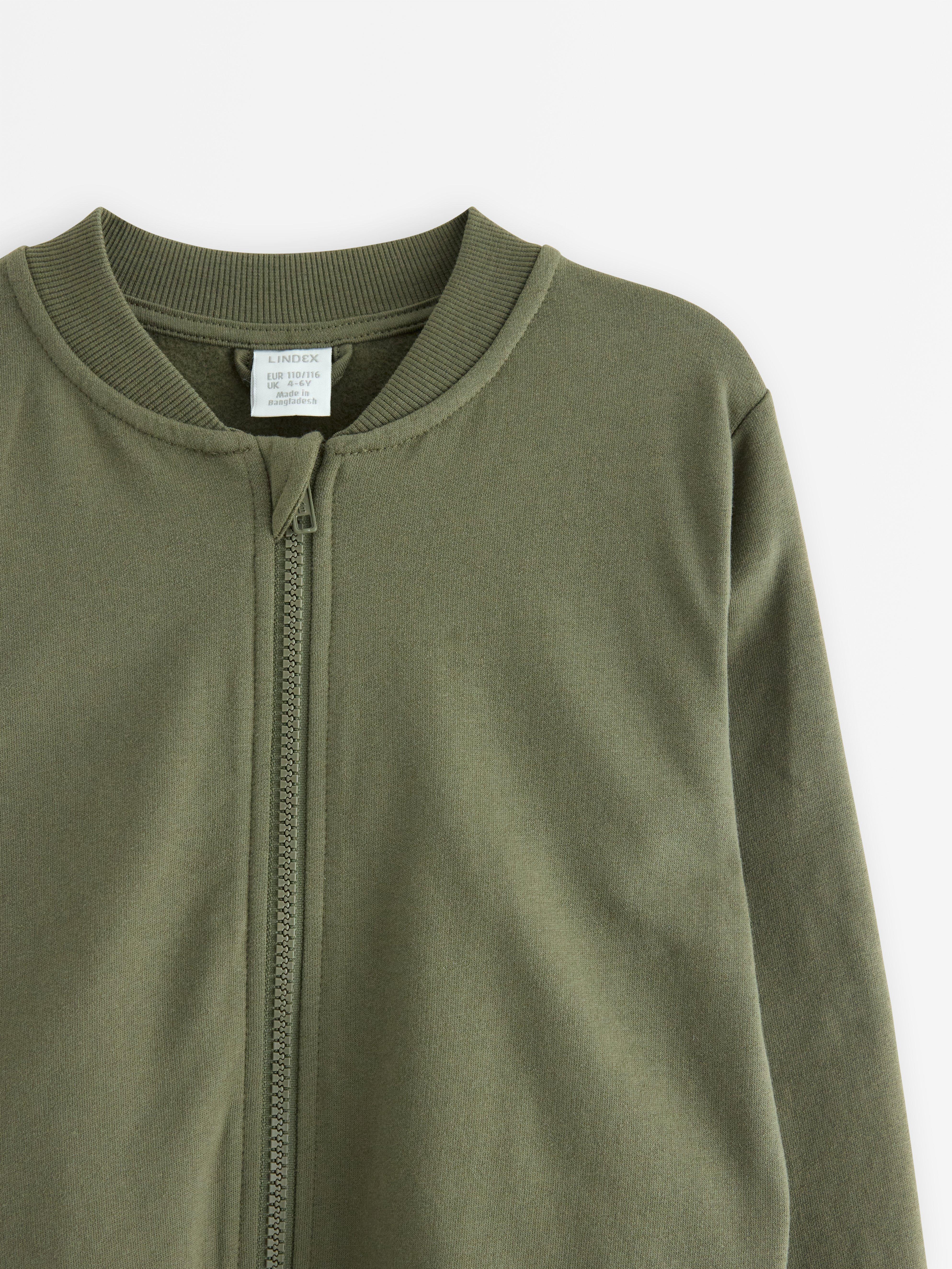 Sweat-shirt zippé kaki clair