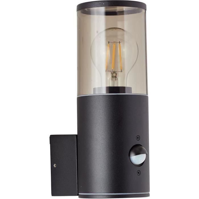 Aplique de exterior SERGIORO con detector de movimiento - Negro esmerilado - E27 20W - Aluminio/Plástico - IP44