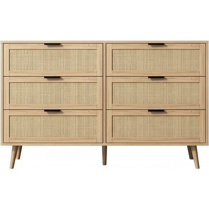 Commode en bois et cannage 