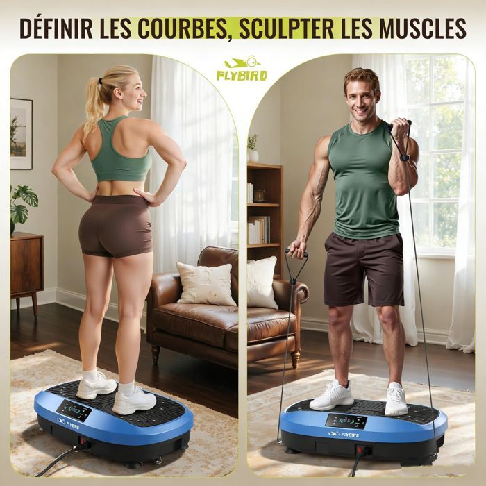 Plataforma vibratória FLYBIRD, dispositivo de exercício para fortalecimento da densidade óssea e drenagem linfática.