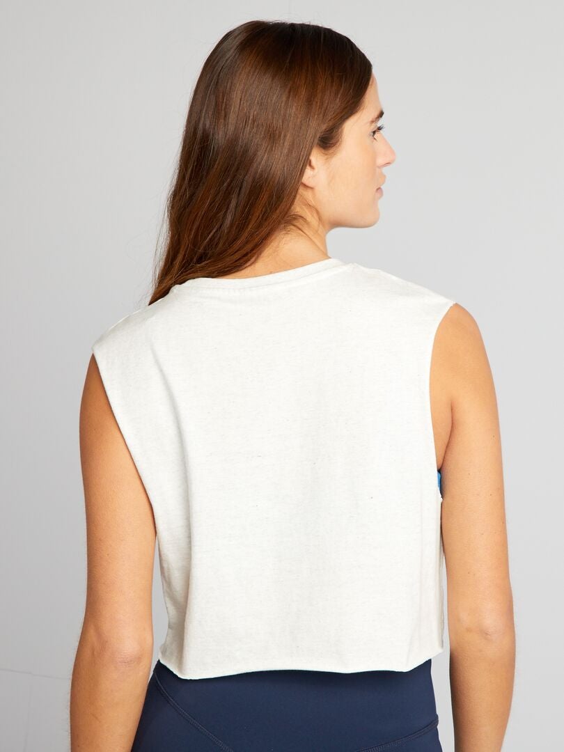 Camiseta esportiva cropped sem mangas - CINZA