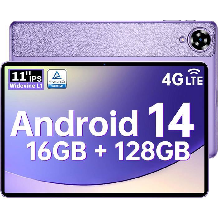 Tablet OUKITEL OT11 de 11 polegadas, Android 14, 16GB+128GB Octa-Core, Wi-Fi 5G, SIM 4G, bateria de 8000mAh, tablet com caneta stylus, roxo