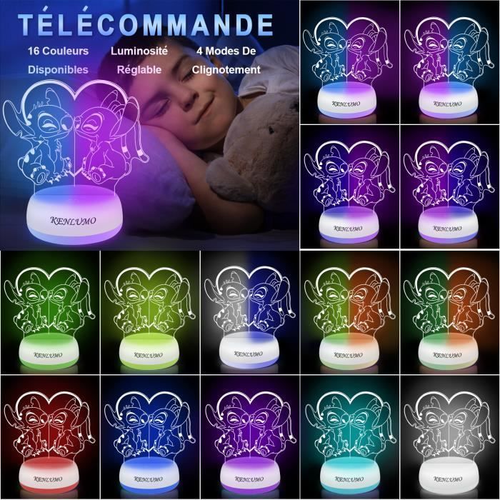 Lámpara KENLUMO Stitch, regalo de Navidad para niños, lámpara de mesita de noche LED con control remoto, cambio de color táctil, luz nocturna decorativa para niñas.