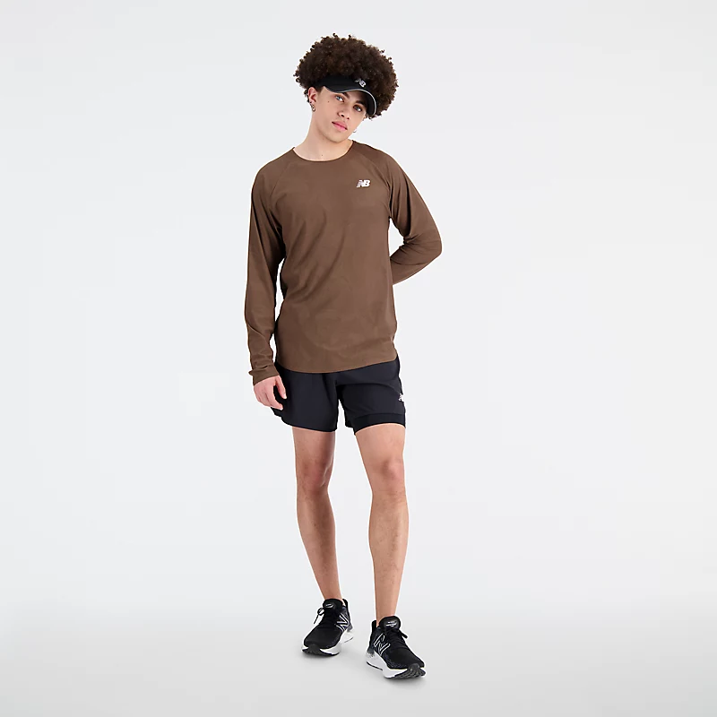 Heren Q Speed Jacquard T-shirt met lange mouwen - Donkere paddenstoel