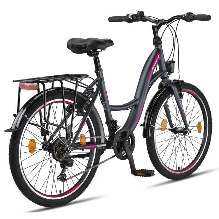 Licorne Bike Stella Premium City Bike 24,26 et 28 pouces – Vélo hollandais, Garçon [24, Anthracite]