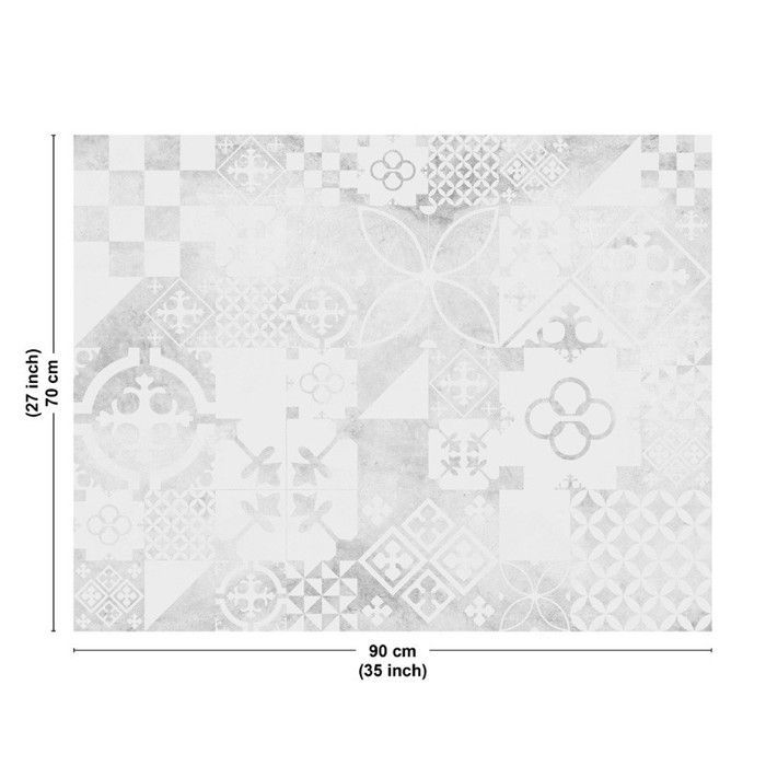 Fond de hotte adhésif en aluminium effet carreaux de ciment gris - 70x90 cm - 99DECO