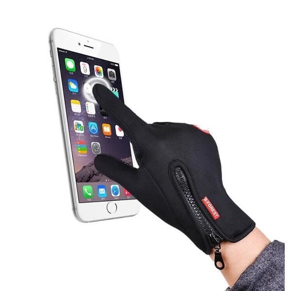 ECELEN Unisex Warm Thermal Winter Cycling Gloves with Touchscreen - Black - Waterproof and Breathable