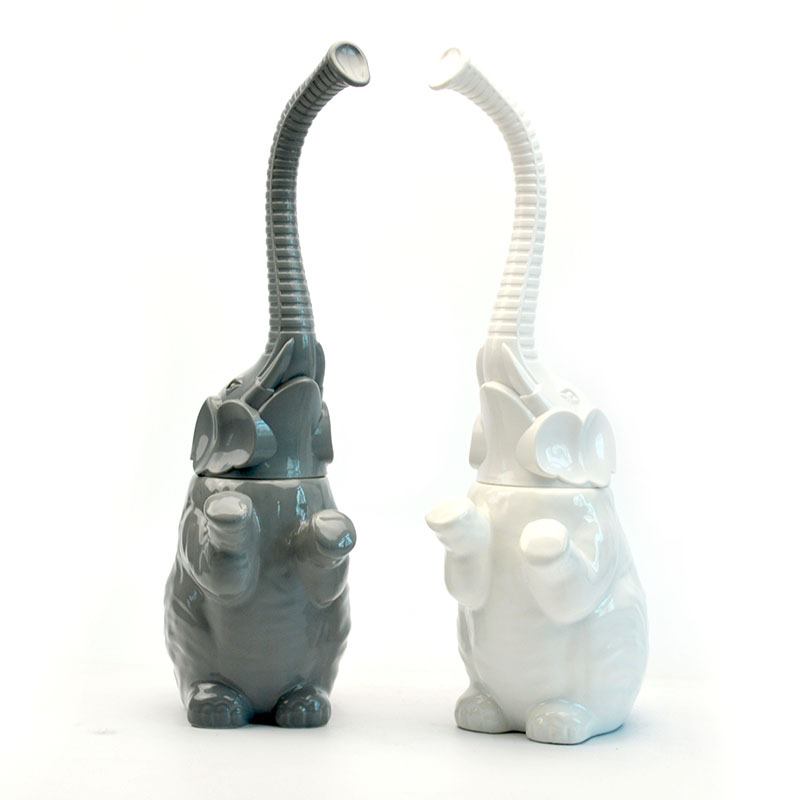Ensemble de brosses de nettoyage pour salle de bain Lucky Elephant en céramique, brosse WC à poils souples