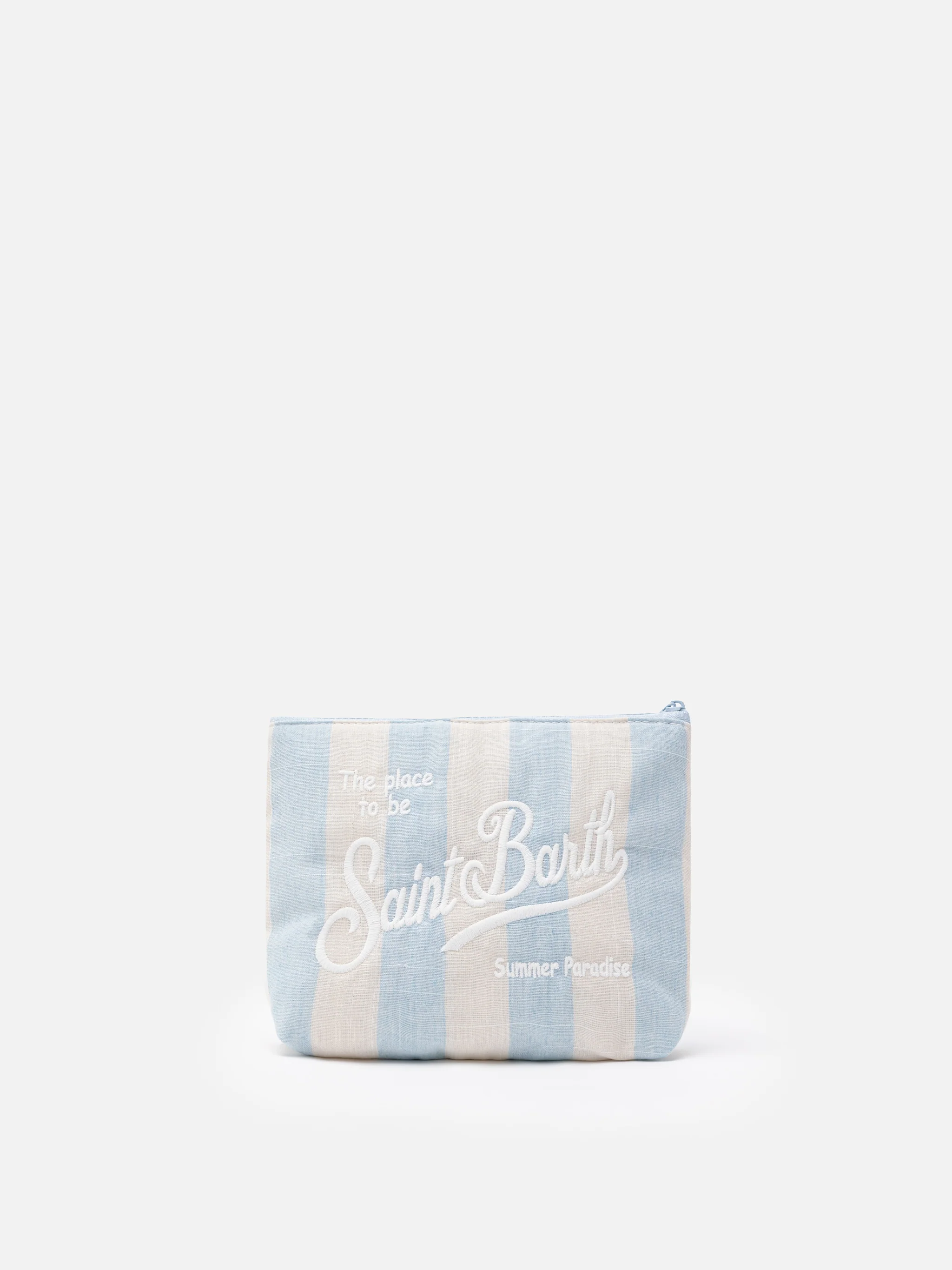 Aline Clutch-Tasche aus weichem Baumwollleinen mit Streifenmuster