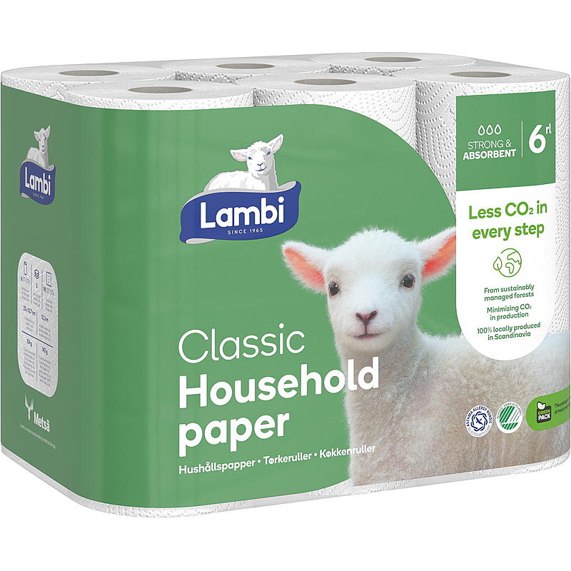 Lambi Tørretumblerrulle 6-pak hvid Lambi