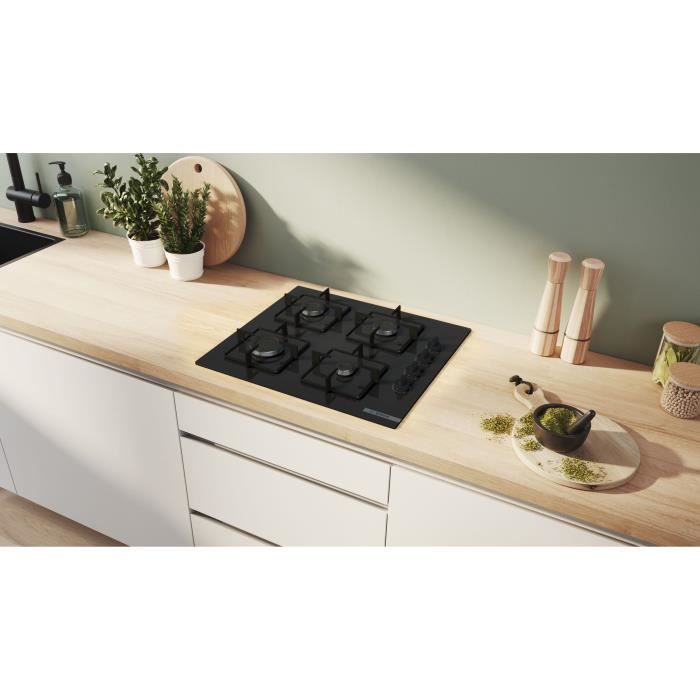 Gaskochfeld – BOSCH Serie 2 – 4 Brenner – 52 x 59 x 5,4 cm – POP6B6K30 – Schwarz