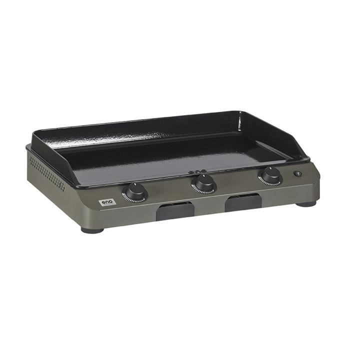 Plancha à gaz 3 brûleurs FUSION 75 Gris cargo - ENO - Fonte émaillée - 75x58x19cm