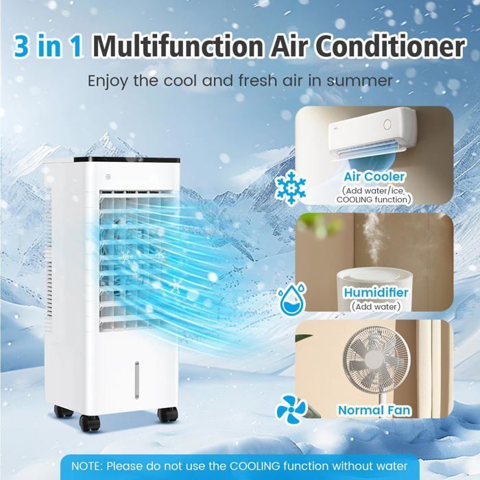 Aire acondicionado portátil silencioso, humidificador de bajo consumo de 6 litros, 3 velocidades, temporizador, para el hogar, la oficina o el dormitorio [Eficiencia energética A++]