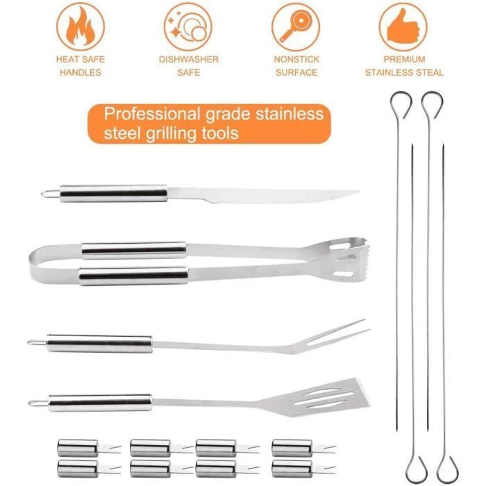 ZGEER BBQ Tool Kit - 16 Pieces - Stainless Steel - Black - Complete