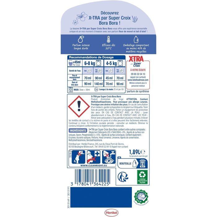 Vloeibaar wasmiddel - Super Croix - Bora Bora - Monoi bloemen & aloë vera melk - 252 wasbeurten