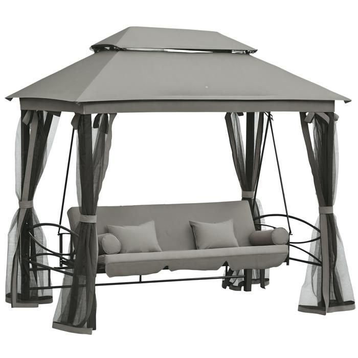 Outsunny - Balancelle - Acier - 232x149x245cm - Gris