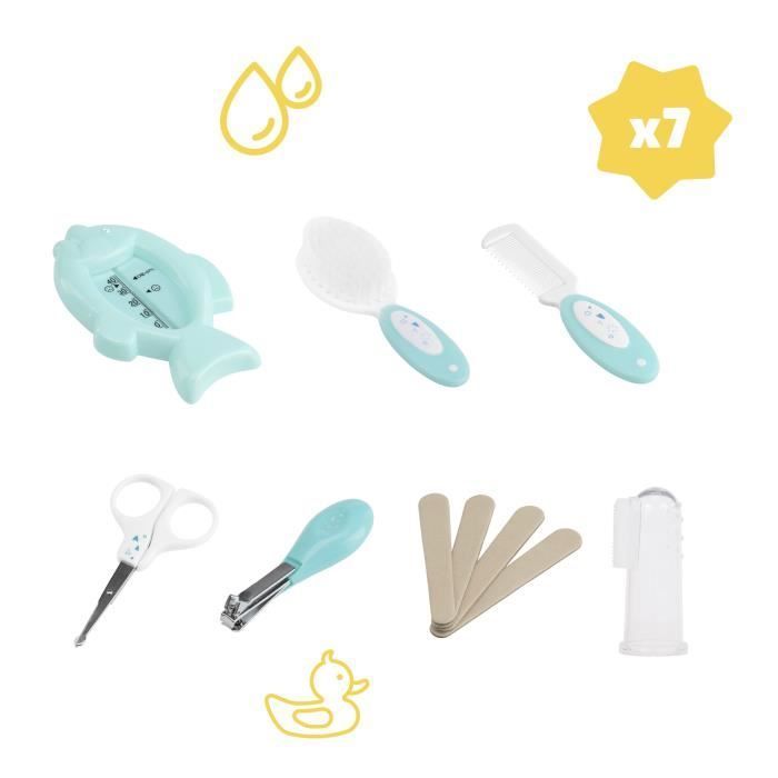 BADABULLE PLOUF Kit de cuidado, 7 accesorios para bebé