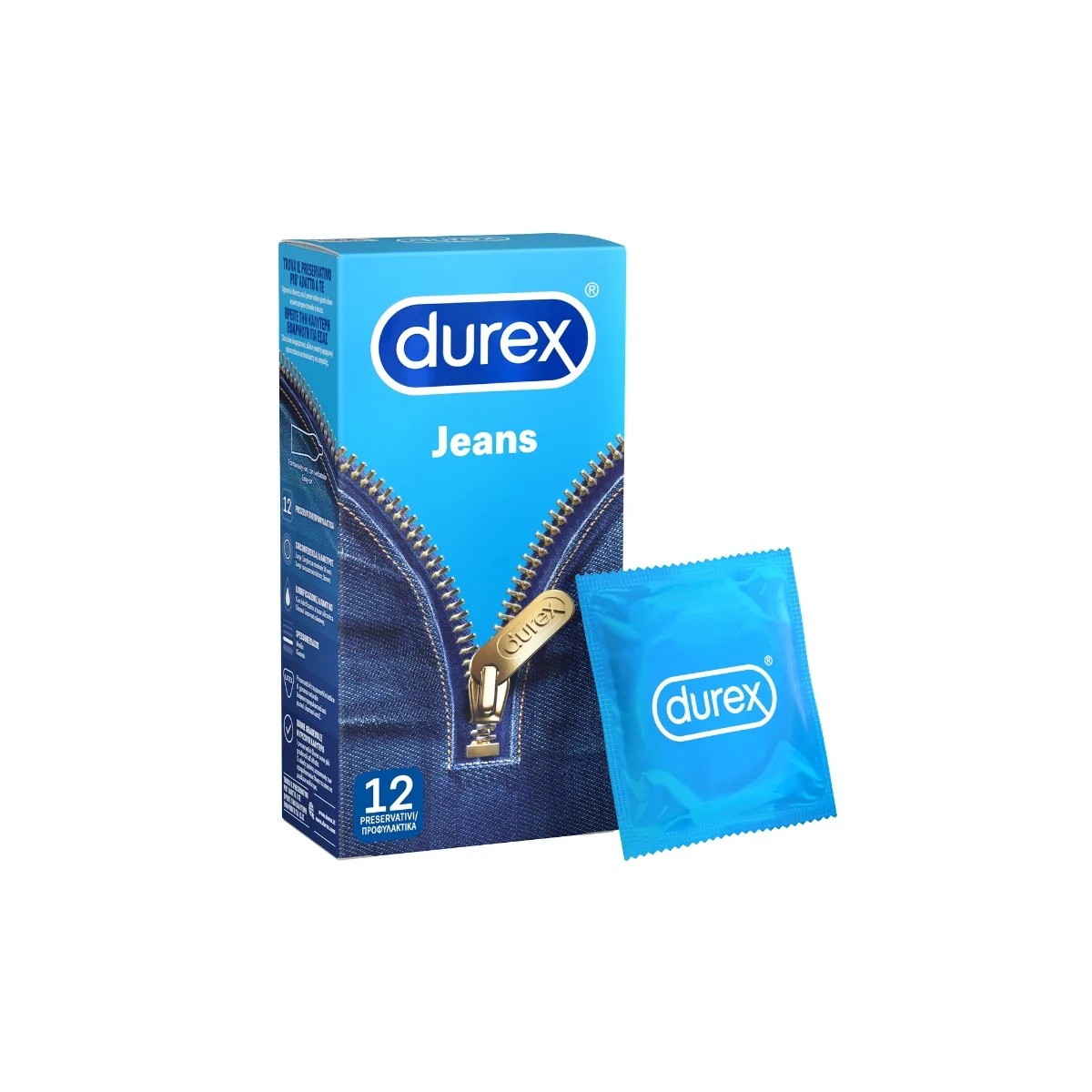 Durex Jeans Kondome mit Easy-On-Form, 6 Stück, transparent und gleitfähig
