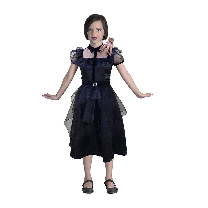 Time 2 Change Halloween-kostym storlek 120-130 cm svart korpsvart
