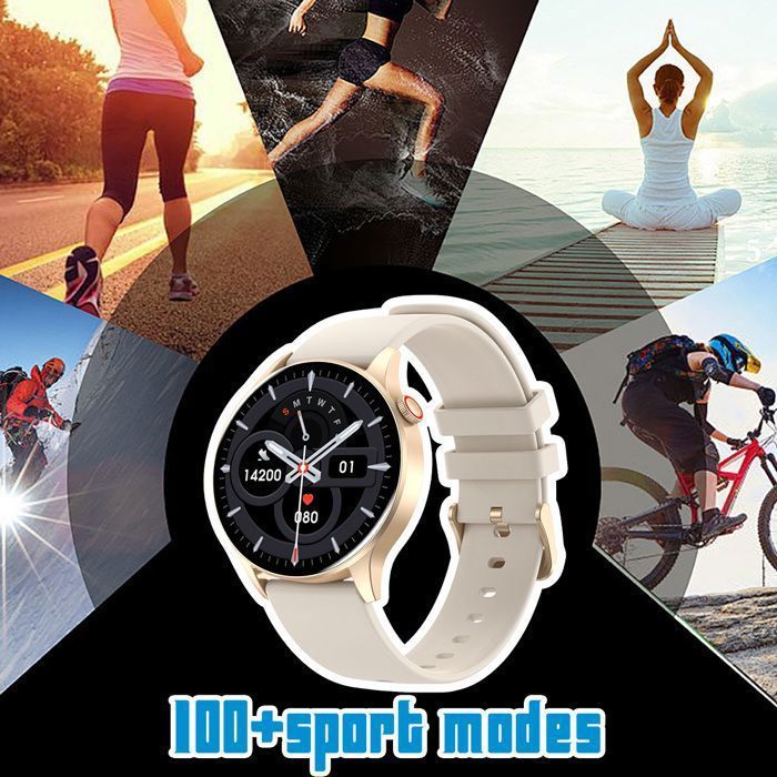 Montre connectée avec fonction appel, écran tactile 1,43 pouces, montre de fitness tracker d’activité, moniteur de fréquence cardiaq