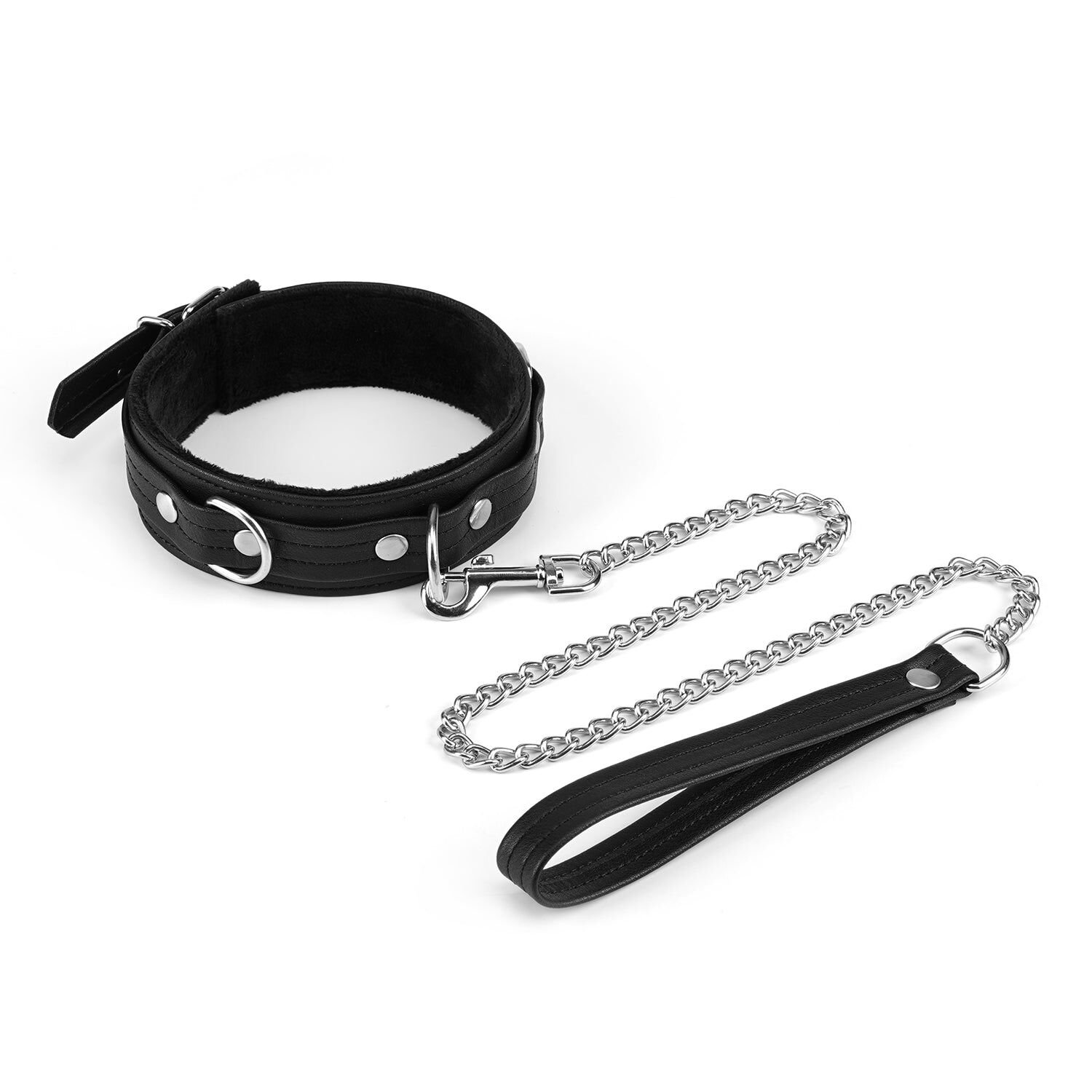 Liebe Seele Schwarzes Bond-Lederhalsband mit Leine