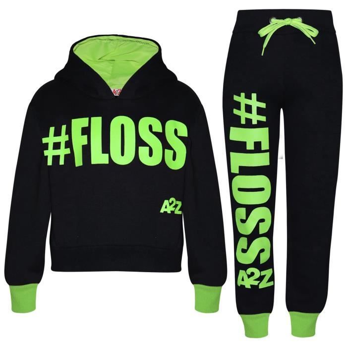 Chándal con capucha y pantalón estampado Floss para niñas, edades de 5 a 13 años.