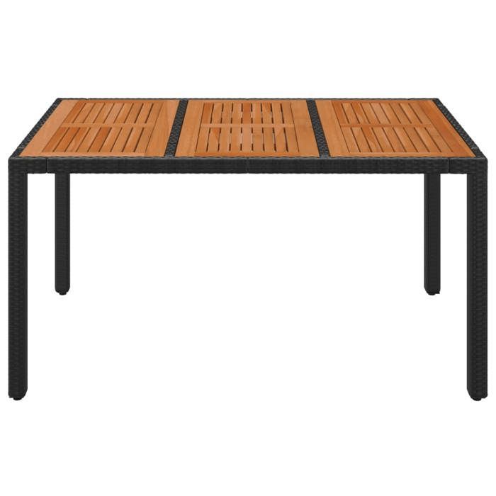 Clarence* Tuintafel voor 4 personen - Eettafel voor in de tuin, zwart houten blad 150x90x75 cm geweven hars &Europ8638618