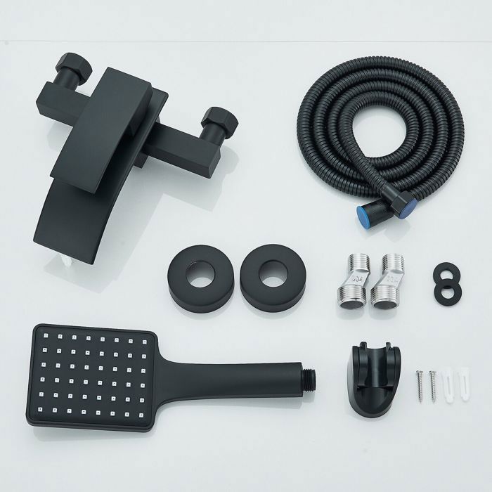 Rubinetto per bagno, rubinetto per vasca con doccia, kit rubinetto doccia nero con doccetta, rubinetto a parete