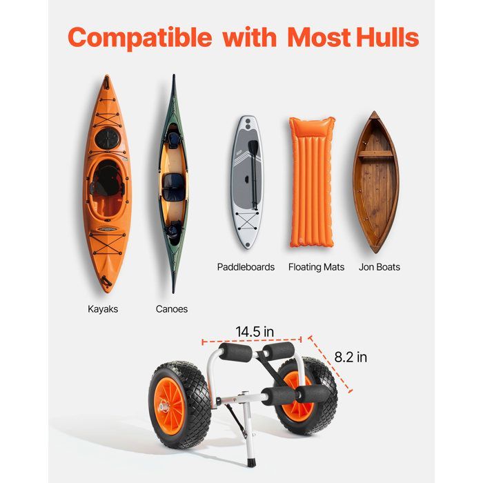Kayak Transport Trolley - Duoku - 90 kg Load Capacity - Foldable and Compact Model - Suitable for Kayaks, Canoes and Paddleboards