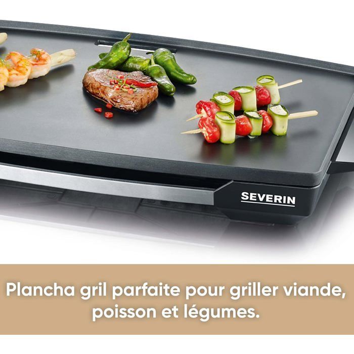 Plancha électrique XXL - TRAHOO - Plaque de cuisson 59,5x32,5 cm - Revêtement anti-adhésif