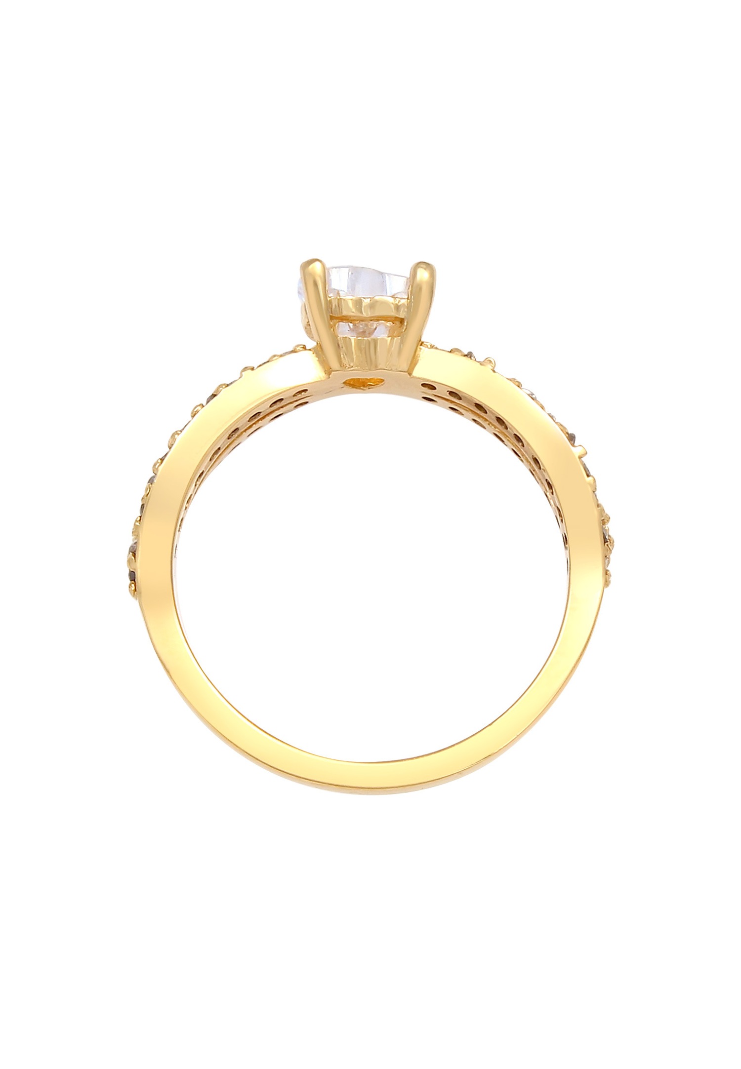 Elli Bague de fiançailles solitaire pour dames avec cristaux de zircone en 925/1000 argent massif