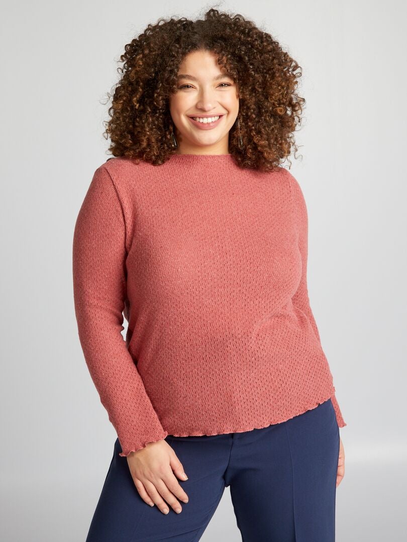 Camiseta de malha perfurada - ROSA