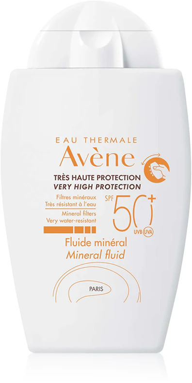 Fluido solar mineral Avène sem filtros químicos FPS 50+