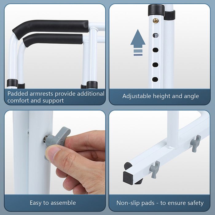 Aide au lever pour WC Blanc Antidérapant Aide à la verticalisation Support de toilettes Avec panier de rangement