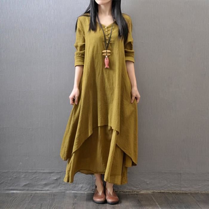 Vestido vintage de cuadros para mujer con bajo asimétrico, verde verano.