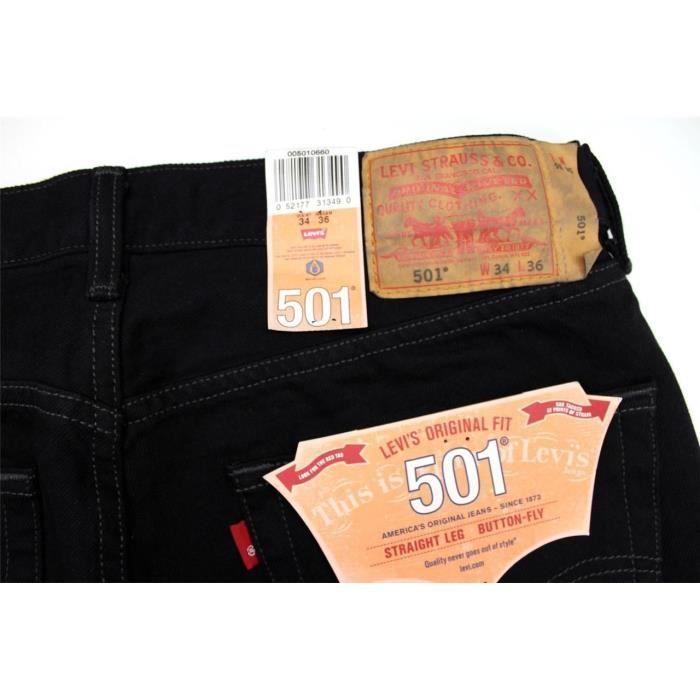Calça jeans Levi's 501 Classic Straight Fit preta masculina