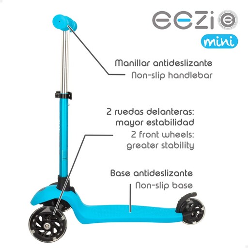 Trottinette Eezi à 3 roues avec lumières et guidon amovible