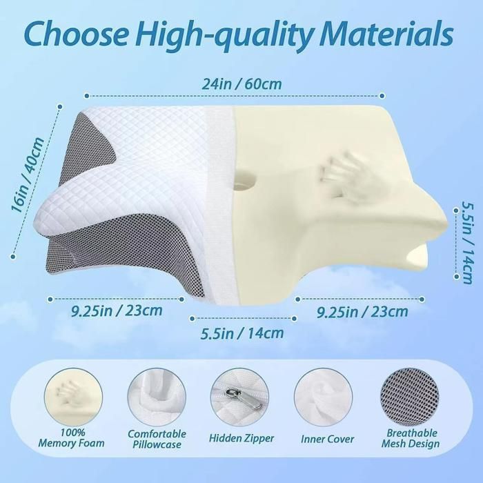 Visco-elastisch nekkussen, 2-in-1 ergonomisch orthopedisch kussen, verlicht nekpijn, 1 stuk, lichtgewicht (zwart)