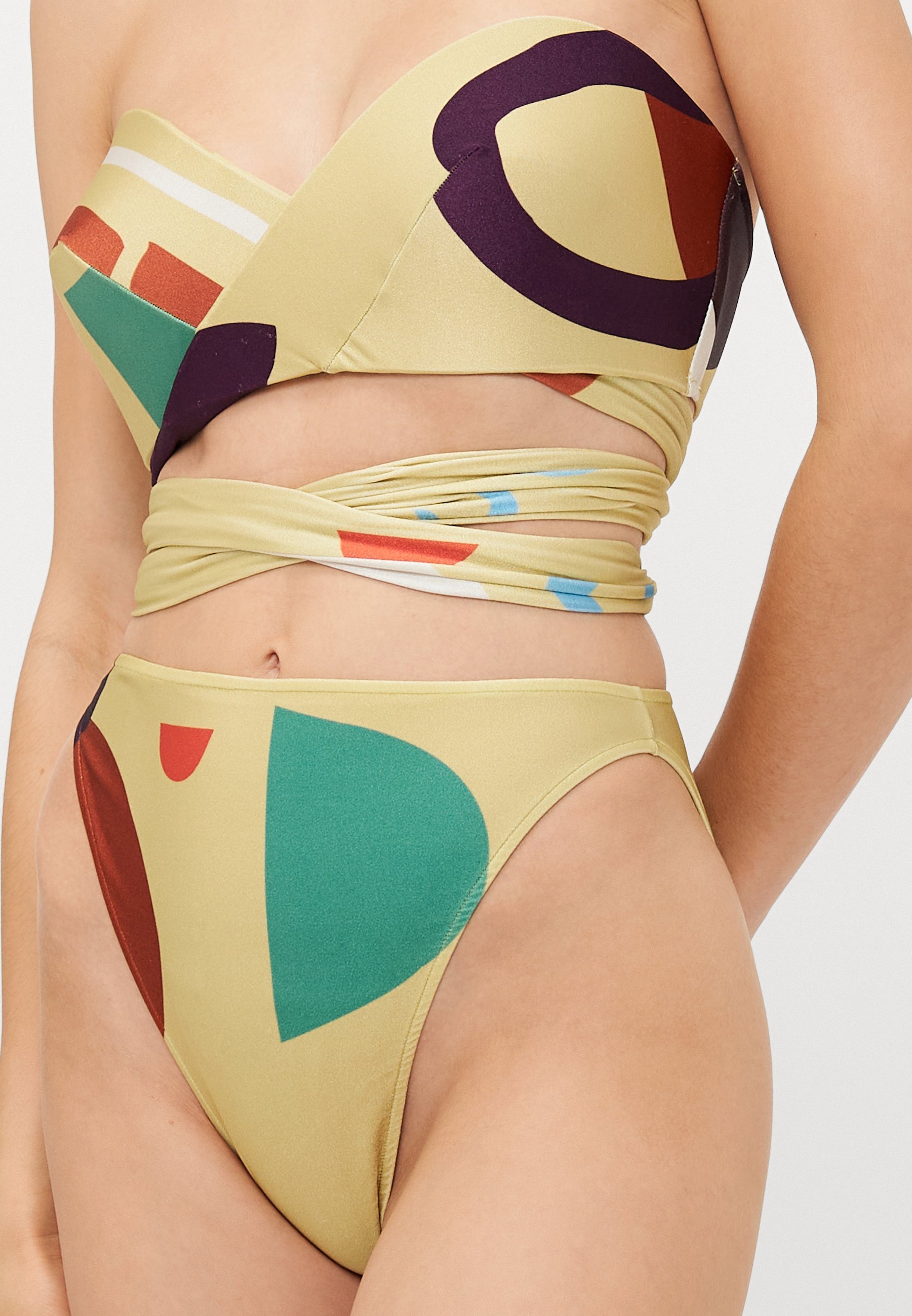 ADRIANA DEGREAS MODERNISM WRAP AROUND HIGH LEG - Bikini - citrus
