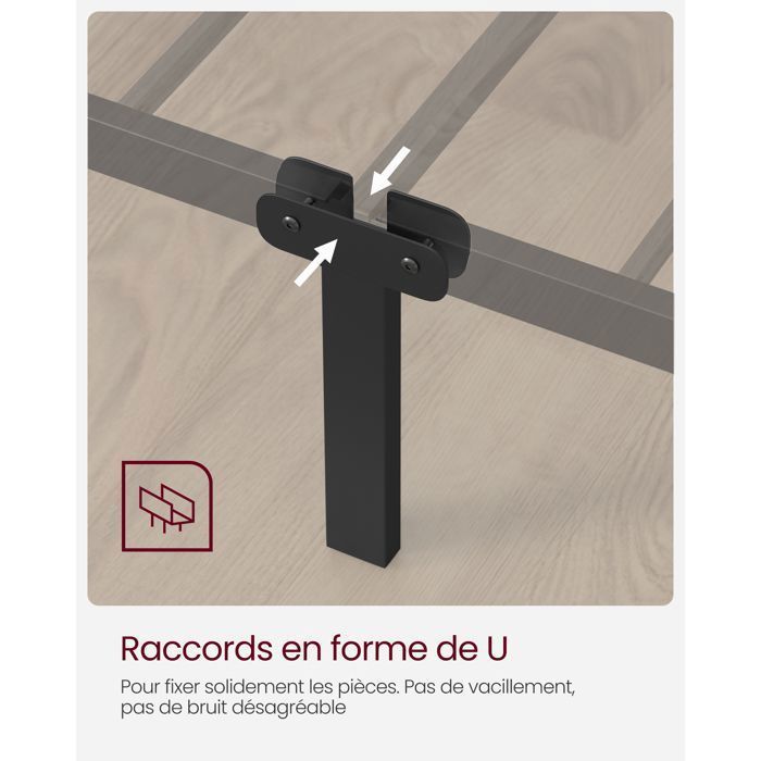 Estructura de cama VASAGLE de 160 x 200 con base de láminas metálicas, cama doble, metal, fácil montaje, para habitación de invitados, habitación juvenil, color negro.