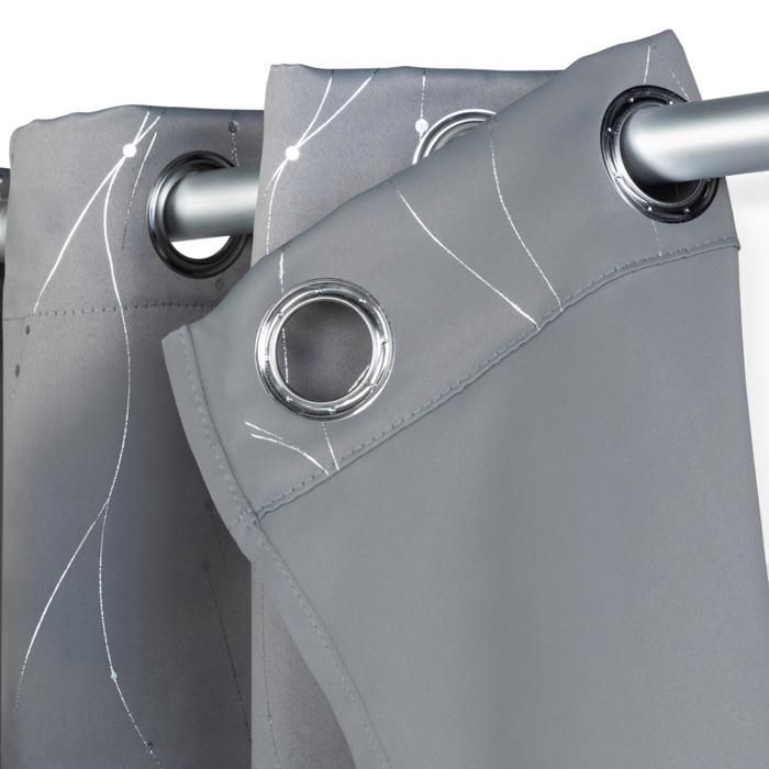 IDMARKET Juego de 2 cortinas térmicas, gris antracita, estampado curvo, 140x240 cm